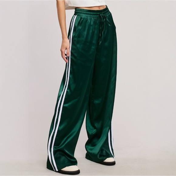 ONLY 1 LEFT! NO RESTOCK! Sporty Satin-Effect Track Pants with Contrast Stripes - Picture 2 of 5